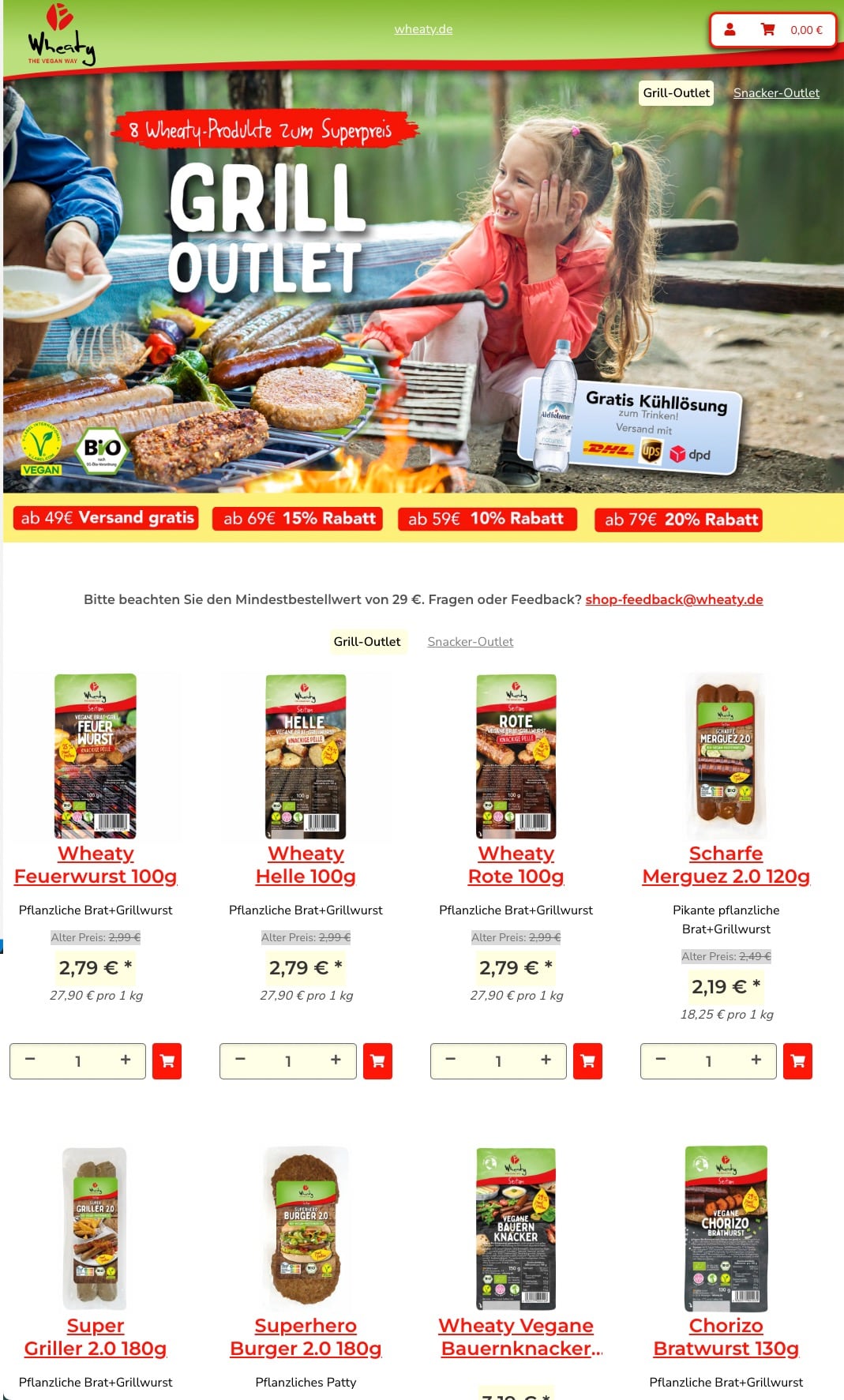 Online shop with custom template based on JTL for Wheaty